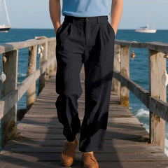 HEARUJOY  -  Autumn European and American Linen Men's Casual Loose Business Suit Trousers