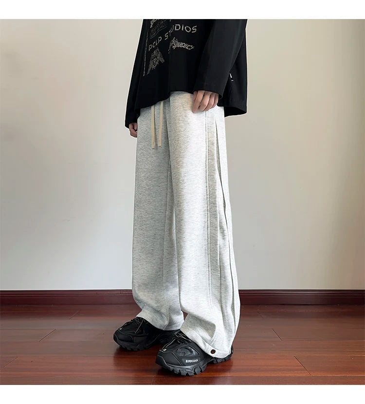 HEARUJOY  -  Black Casual Pants Men Fashion Oversized Wide Leg Pants Men Sweatpants Streetwear Loose Sports Pants Mens Joggers Trousers