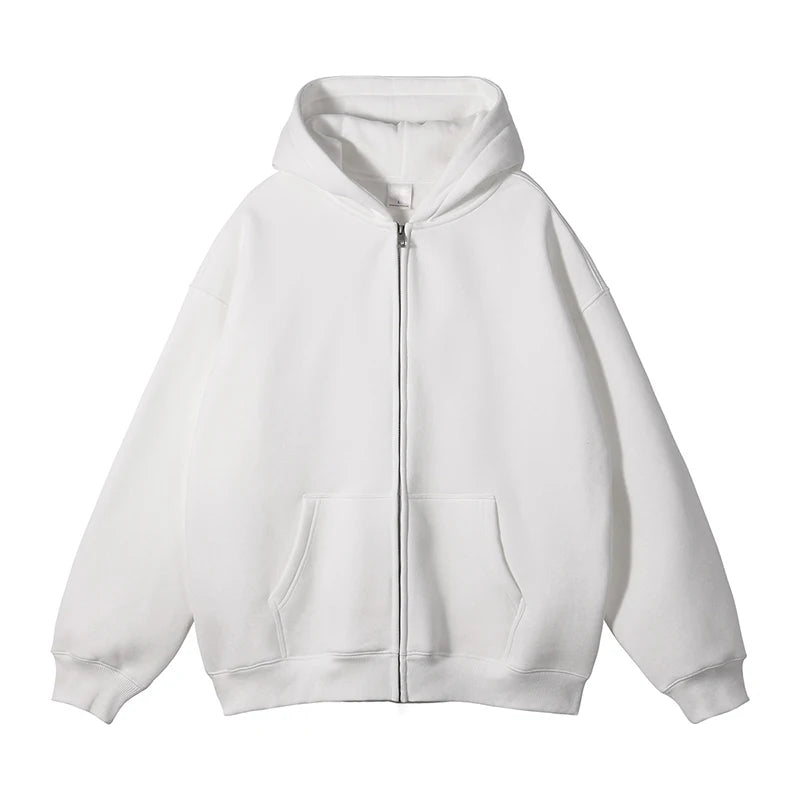 HEARUJOY  -  New Men's Hoodies Sweatshirts Zipper Hoodie Solid Color Hip Hop Mens Hooded Jacket Loose Track Hoodie Jacket Coat Streetwear