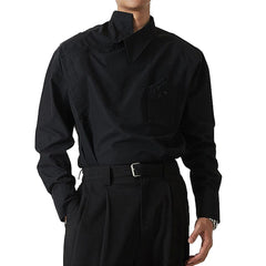 HEARUJOY  -  Casual Outing Casual Wear White Stand Collar Shirt Stand Collar Casual Wear Lapel Neckline Brand New Condition
