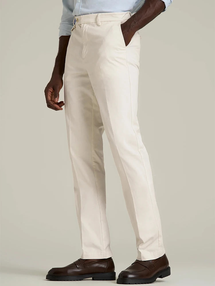 HEARUJOY  -  Stylish Solid Color Mens Suit Trousers Spring Fall Outdoor Casual Pleated Textured Pants Men Daily Leisure Loose Straight Pants