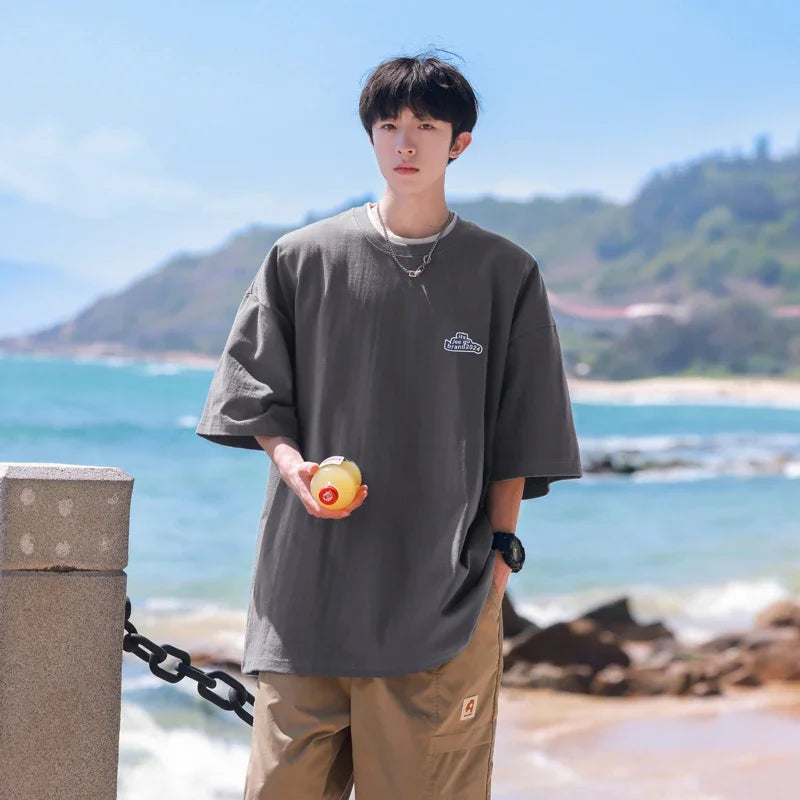 HEARUJOY  -  T Shirt Oversized Cotton For Men 5XL White Men's Letter Print T-shirts Men Casual Wear Summer Tee Shirts Big Size Clothing