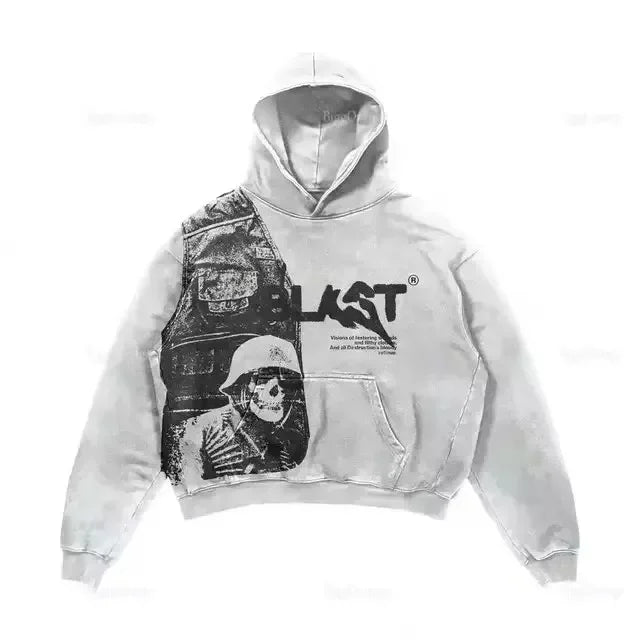 HEARUJOY  -  Minimally Designed Color Printed Pattern Fashionable Hooded Sweatshirt Korean Classic Daily Loose Casual Zipper Sweatshirt