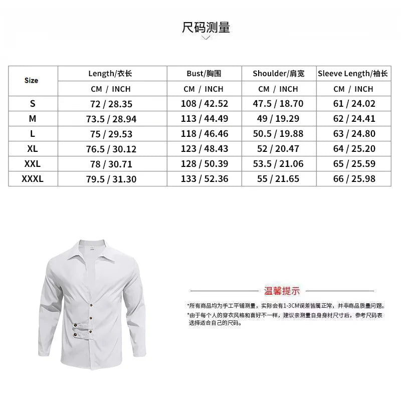 HEARUJOY  -  Men's Spring and Autumn Long Sleeve T-shirt Casual Loose Cardigan Lapel Button Down Shirt