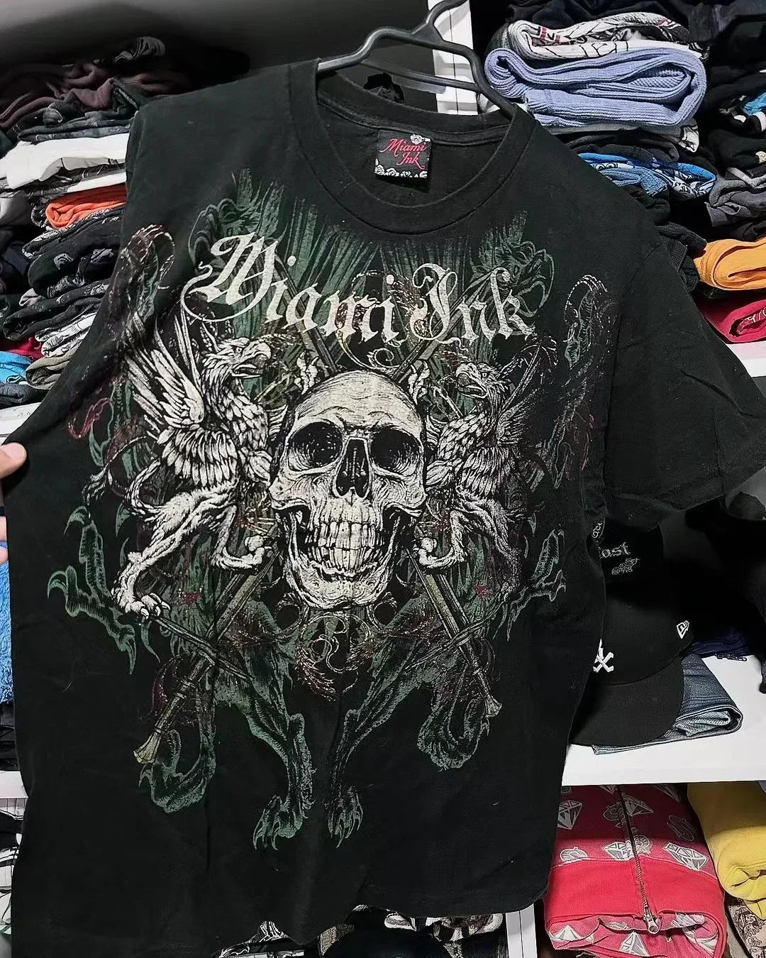 Hearujoy American New Double-Sided Oversized Printed T-shirt Y2K Retro Gothic Pure Cotton Short Sleeve Men Street Hip-Hop Trend Loose Top
