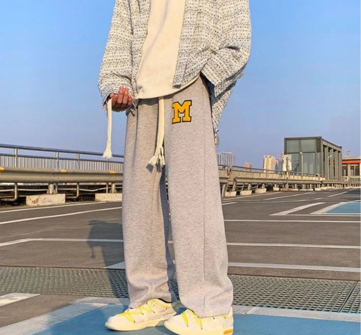 HEARUJOY  -  Straight Sweatpants for Men Elegant Clearance Sale High Quality Fashion New in Retro Y2k Deals Letters Trousers Man Sports Pants