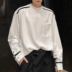 HEARUJOY  -  Mens T-Shirts Contrast Striped Casual T-Shirts Spring Streetwear Versatile Long-Sleeved Tops Old Money Men'S Clothing