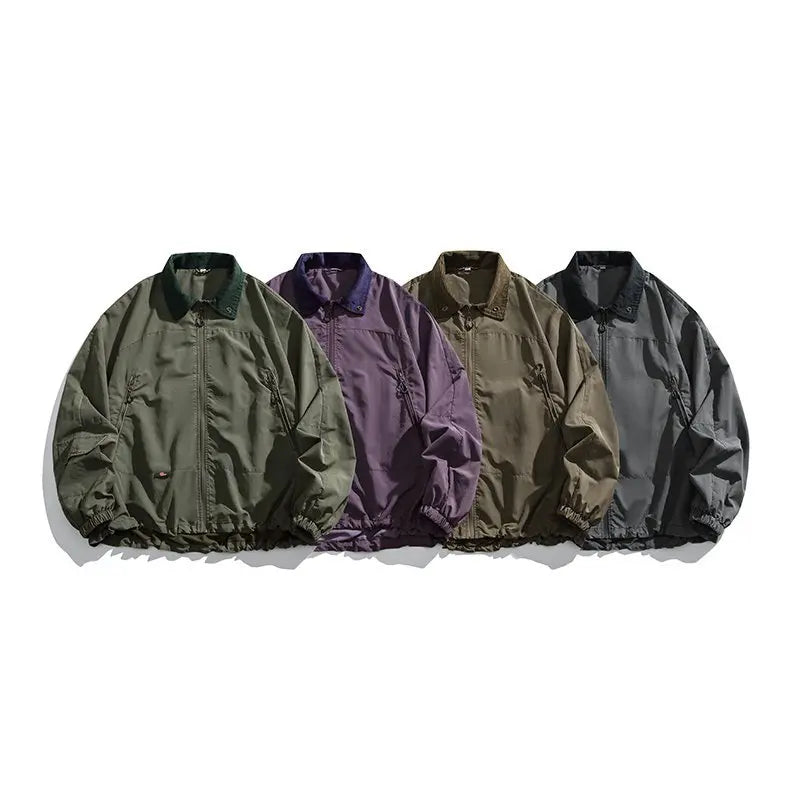HEARUJOY  -  Japanese Retro Spring/Fall Outdoor Workwear Jacket Men's Quick-Dry Lapel Utility Coat Oversized Pilot Jacket with Multi-Pockets