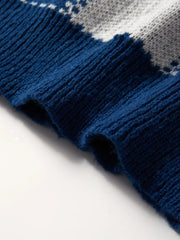 HEARUJOY  -  New Popular Autumn Winter Plaid Jacquard Pattern Pullover Sweater Casual Round Neck Contrast Color Knitted Men's Pullover