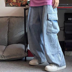 Hearujoy Baggy Jeans Trousers Male Denim Pants Black Wide Leg Pants Men's Jeans Oversize Cargo Korean Streetwear Hip Hop Harajuku