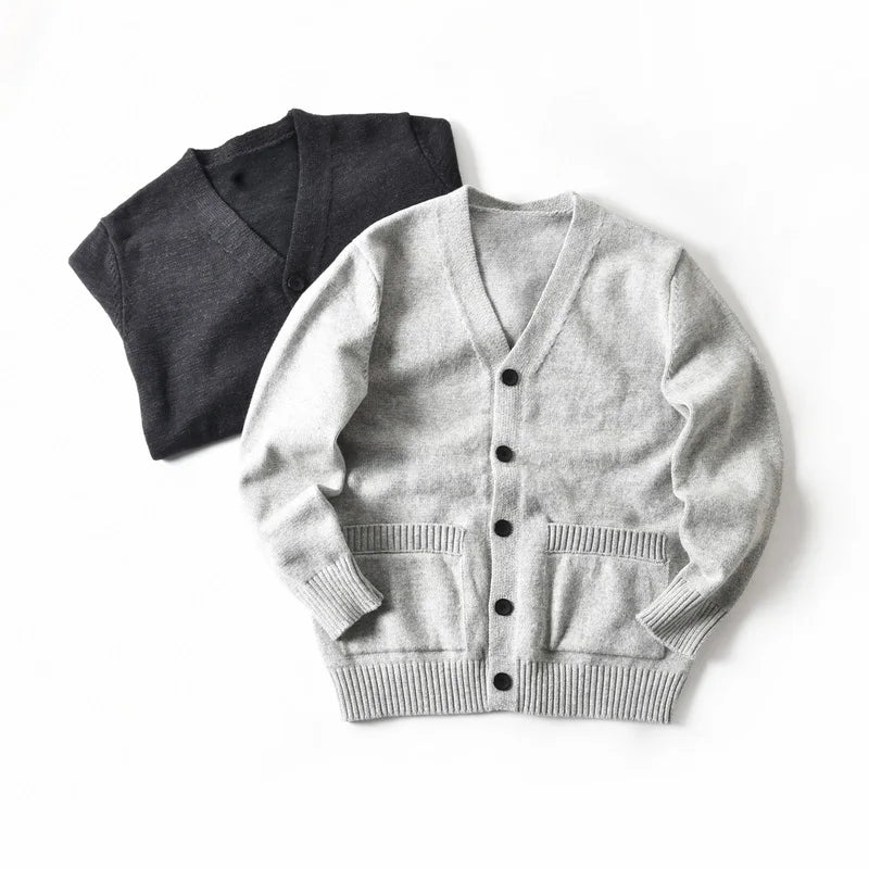 HEARUJOY  -  Premium Wool-Blend Relaxed Fit Layered V-Neck Cardigan Men's Warm Knit Sweater Coat for Autumn/Winter