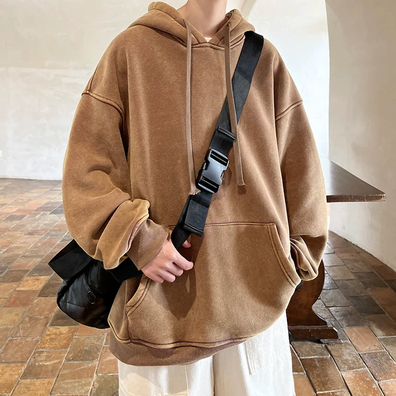 HEARUJOY  -  Men Hooded Hoodies Pullover Autumn Men Sweatshirts Hoodie Men Solid Color Streetwear Basics Hoodie Male Harajuku Clothes