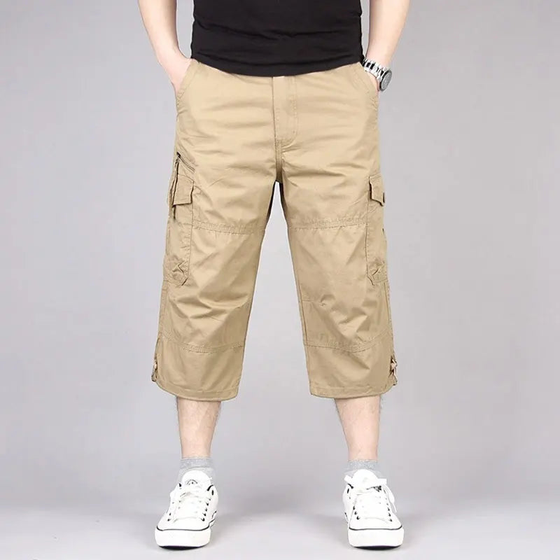 HEARUJOY  -  Summer Cropped Pants Men Multi Pocket Cargo Shorts Outdoor Sports Leisure Loose Shorts Fashion Youth Cotton Short Trousers