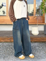 Hearujoy New Streetwear Oversize Jeans Cargo Pants Loose Wide Leg Pants Solid Color Japanese Harajuku Casual Denim Pants Plus Size 5xl