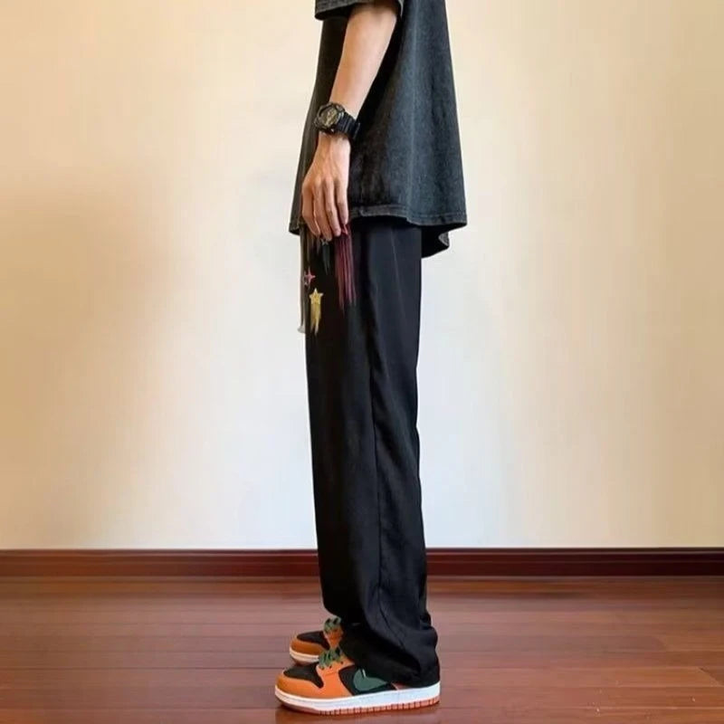 HEARUJOY  -  Men's Sweatpants Trousers Draped Clearance Sale Autumn Winter Elegant Retro Korean Y2k Cool Graphic Male Sports Pants Printing