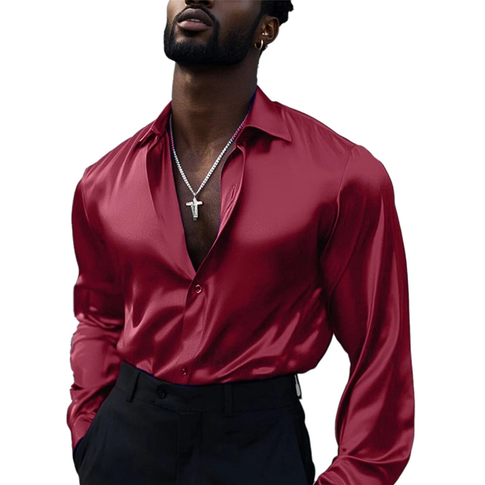 HEARUJOY  -  Business Shirt Casual Top Mens Retro Shirt 5 Spandex 95 Polyester Applicable Gender Men Daily Wear Holiday Attire