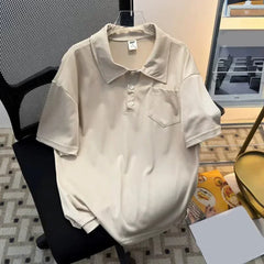 HEARUJOY  -  Casual Outing 2XL Men Summer T-Shirt Men's Casual Summer Tops Short Sleeve Shirt Casual Fashion Lapel Neckline Regular Length
