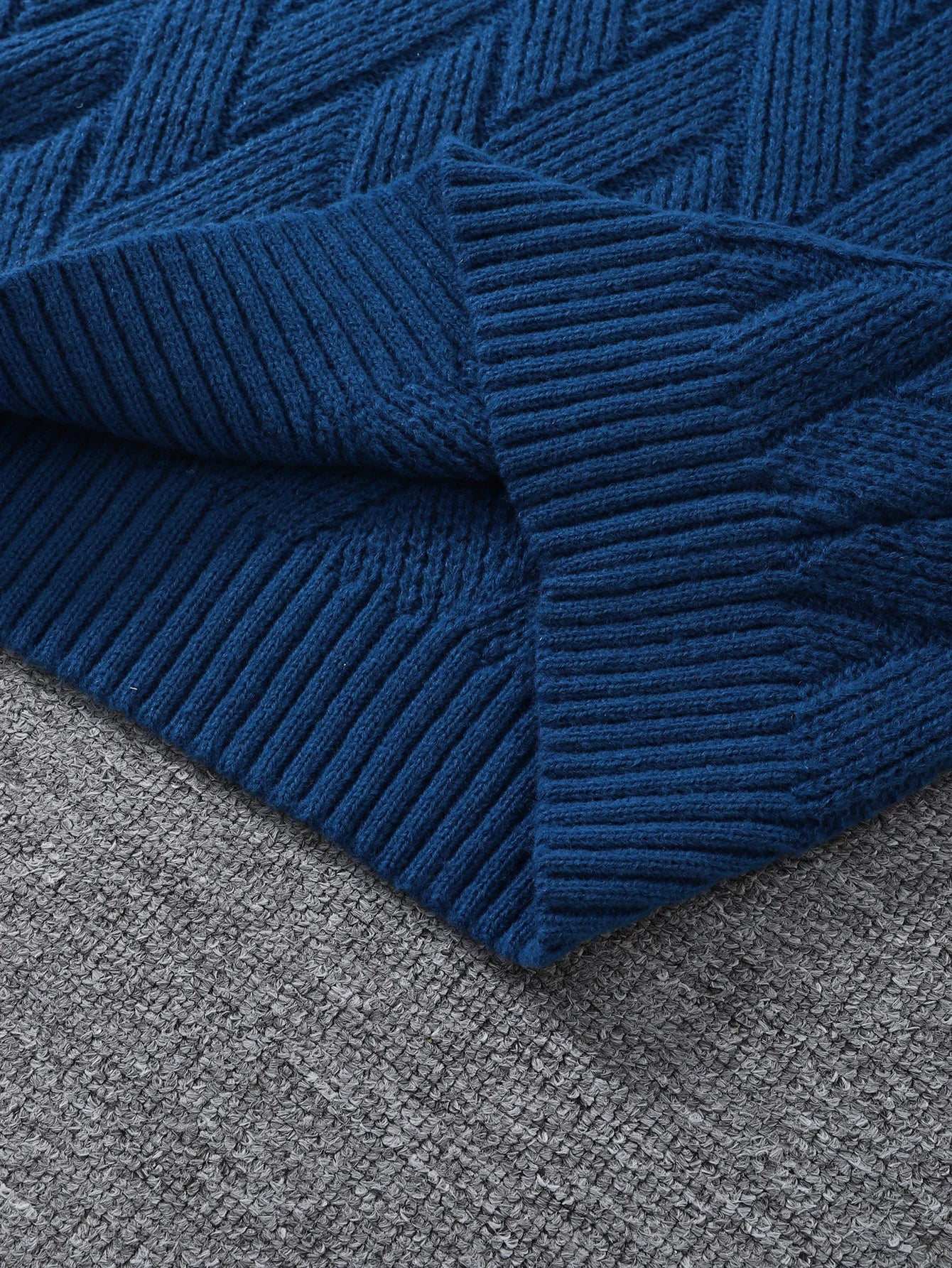 HEARUJOY  -  New Popular Autumn and Winter Pure Color Polo Collar V-Neck Pullover Sweater Casual Round Neck High-End Textured Knitted Men's Pullover