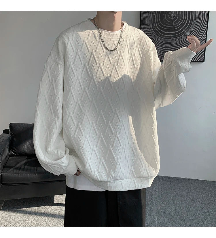 HEARUJOY  -  American Style Men's Crew Neck Sweatshirt Basic Pullover Harajuku Sweatshirt Long Sleeve T-shirt Fashion Men's Clothing 5XL