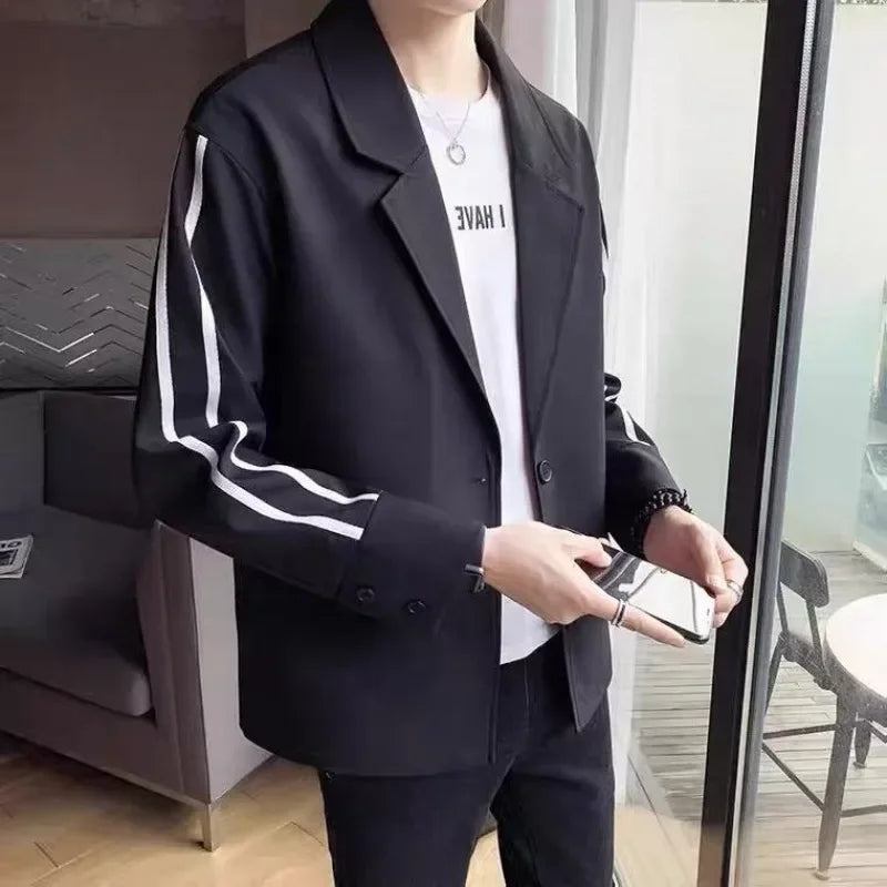 Hearujoy Cropped Coats Black Jacket for Men Short Chinese Man Suits and Blazers High Quality Summer Elegant Simple Breasted Fashion 2024