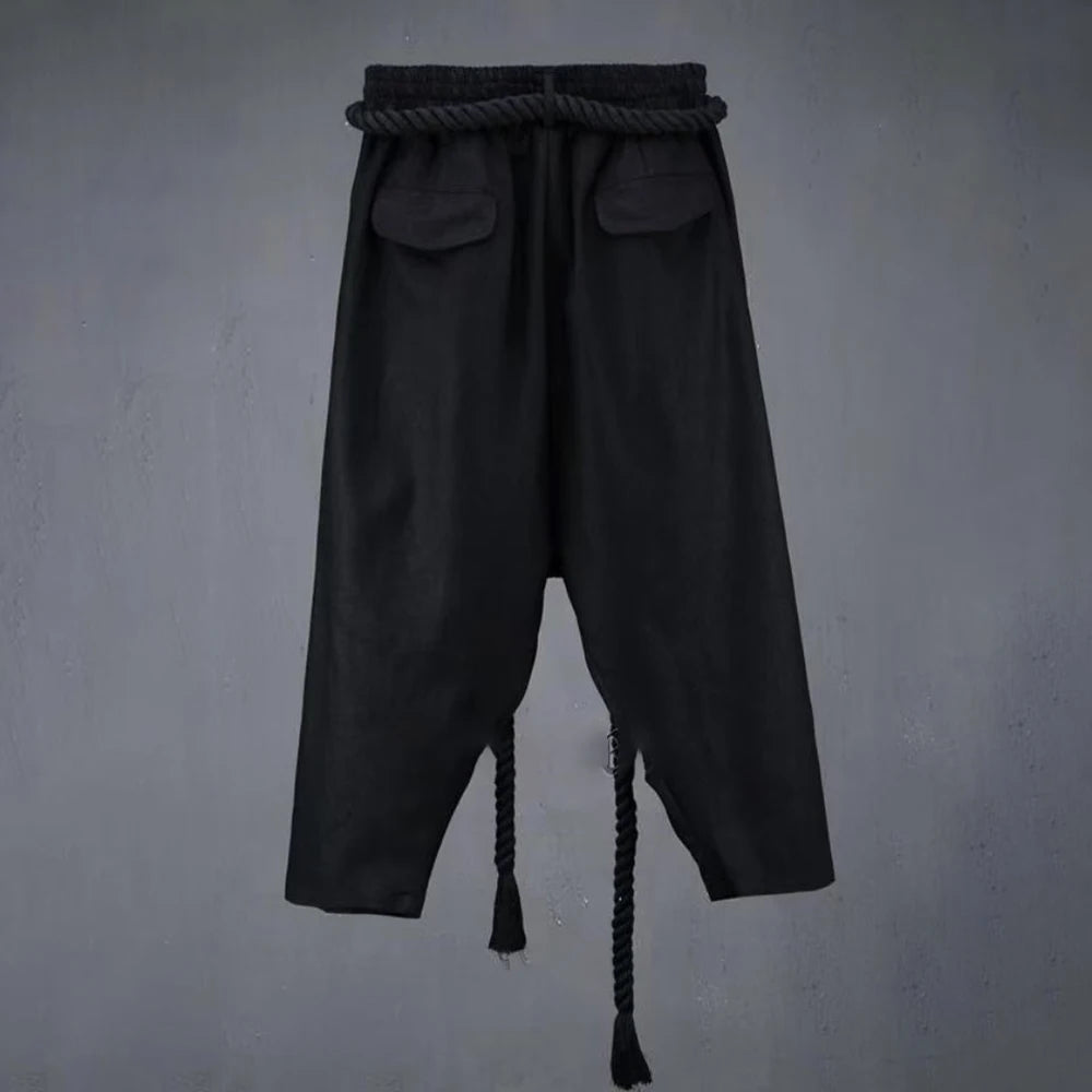 HEARUJOY  -  XS-6XL Y2k Belt Dark Style Casual Skirt Pants Genderless Unisex Streetwear Fashion Versatile Samurai Pants Hakama Pants 2025 New