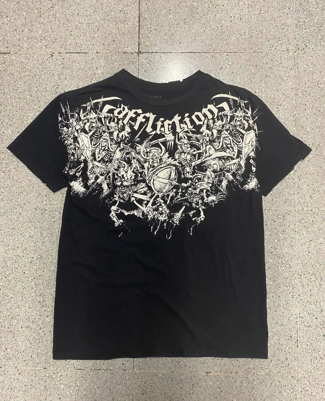 Hearujoy Y2k European and American Hip-hop Skull Oversized T-shirt Street Harajuku Retro Letter Print Top Men Casual Graphic t shirts