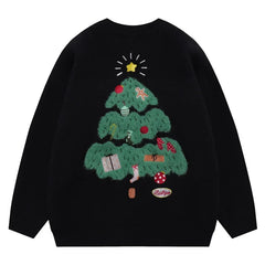 Hearujoy Men's Knitted Christmas Sweater Vintage Black Red Pullovers Sweaters and Jumpers Male Couple Winter Streetwear Harajuku