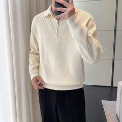 Hearujoy Men's Clothing Luxury Knit Turtleneck Zipper Pullover Sweater Long Sleeve Korean Popular Clothes Leisure Streetwear Knitwear