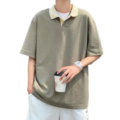 HEARUJOY  -  Loose Fit Tee Men T-Shirt 80 Polyester 20 Spandex Multiple Sizes New Condition Regual Length Summer Wear Lapel Neckline