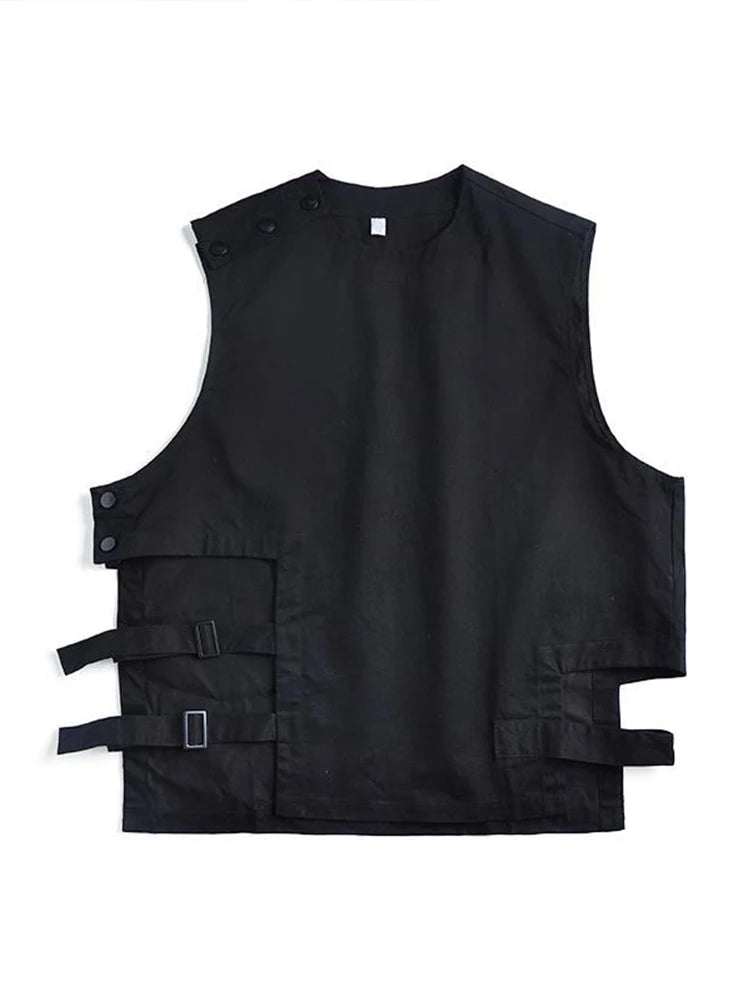 Hearujoy Techwear Vest Men's T-shirt with Short Sleeves T-shirts Black Sleeveless Vest Men Coat Summer Streetwear Hip Hop