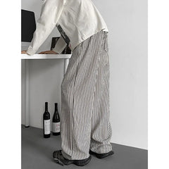 HEARUJOY  -  Summer Casual Pants Men Oversized Black Striped Pants Men Streetwear Korean Loose Wide Leg Pants Mens Trousers Plus Size 5XL
