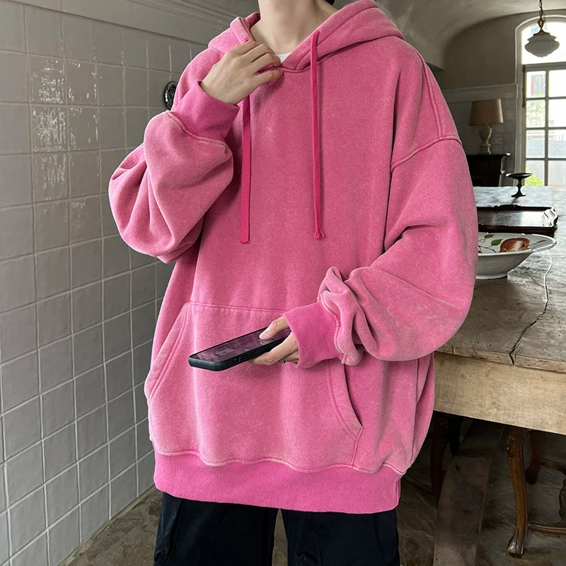 HEARUJOY  -  Men Hooded Hoodies Pullover Autumn Men Sweatshirts Hoodie Men Solid Color Streetwear Basics Hoodie Male Harajuku Clothes