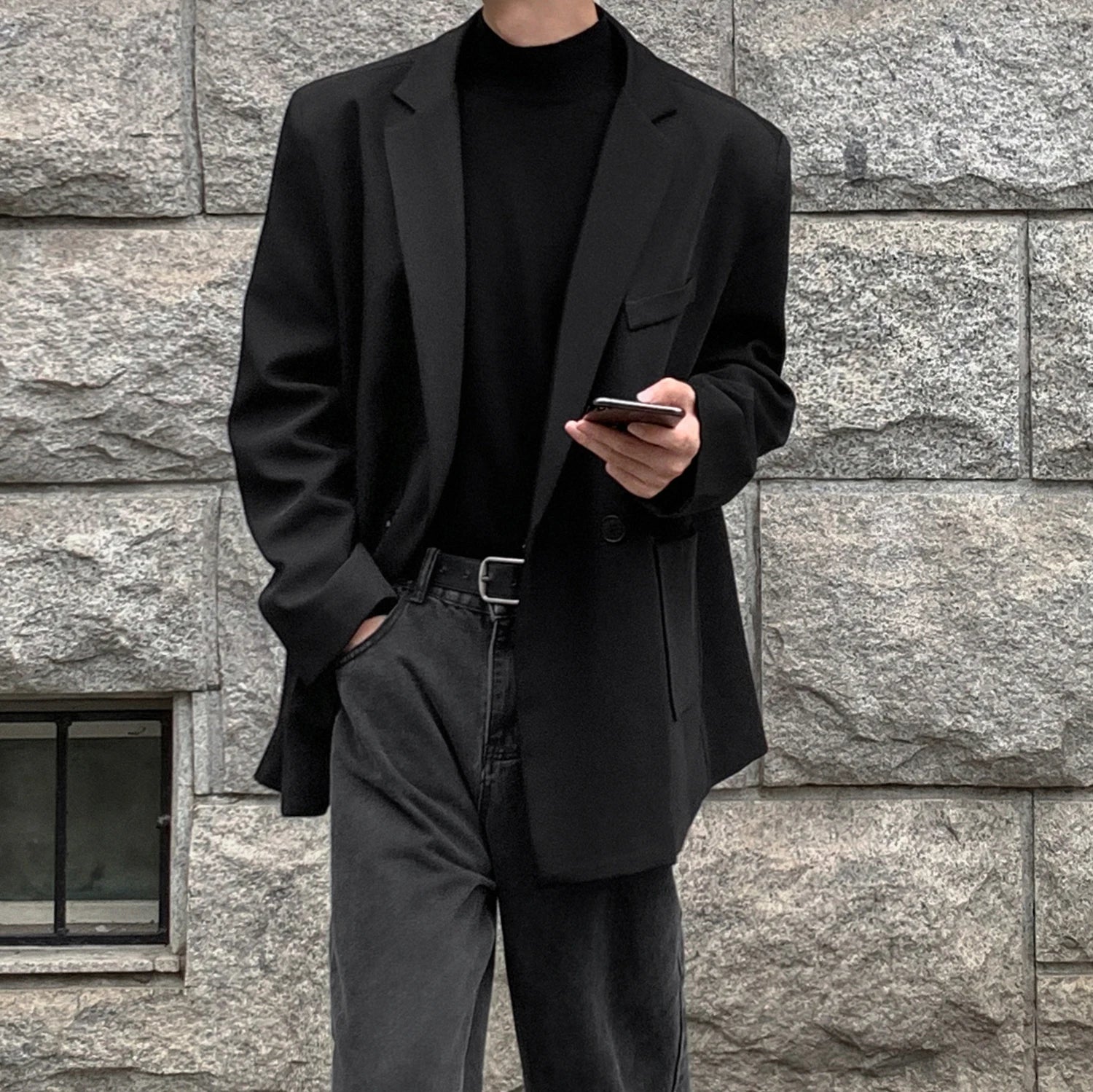 HEARUJOY  -  Spring Summer Men Formal Blazers Men Korean Fashion Loose Casual Dress Jacket Men Harajuku Social Suit Jacket Clothing