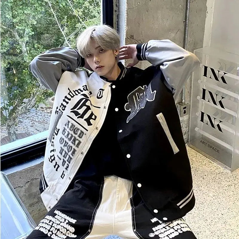 Hearujoy American baseball uniform men's spring and autumn trendy brand Y2K retro trend all-match casual embroidery jacket