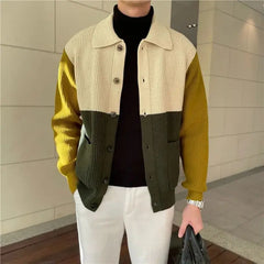 HEARUJOY  -  Patchwork Knitted Cardigan Sweater Autumn Winter Men's Matching Color Casual Loose Knitwear Fashion Sweaters Warm Coat Versatile
