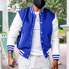 HEARUJOY  -  Autumn and Winter Fleece Classic Loose Casual Stand Collar Button Men's Baseball Uniform Flight Jacket