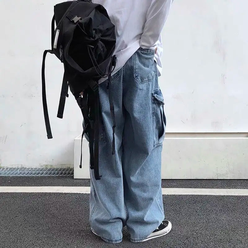 Hearujoy Baggy Jeans Trousers Male Denim Pants Black Wide Leg Pants Men's Jeans Loose Casual Korean Streetwear Hip Hop Harajuku