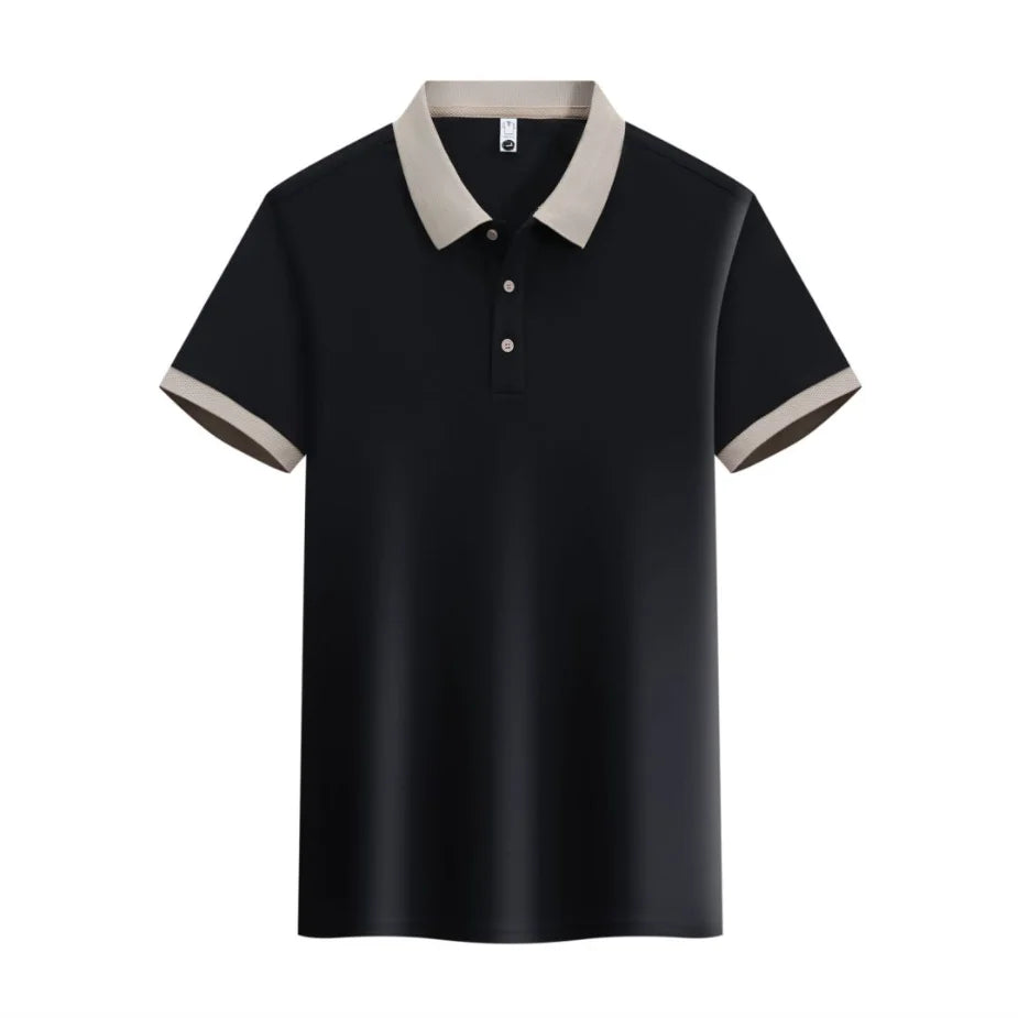 HEARUJOY  -  Summer Men's Clothing Luxury Knit Short Sleeve Polo Shirt Retro Button-down Patchwork Popular Fashion Business Casual T-shirt