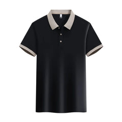 HEARUJOY  -  Summer Men's Clothing Luxury Knit Short Sleeve Polo Shirt Retro Button-down Patchwork Popular Fashion Business Casual T-shirt