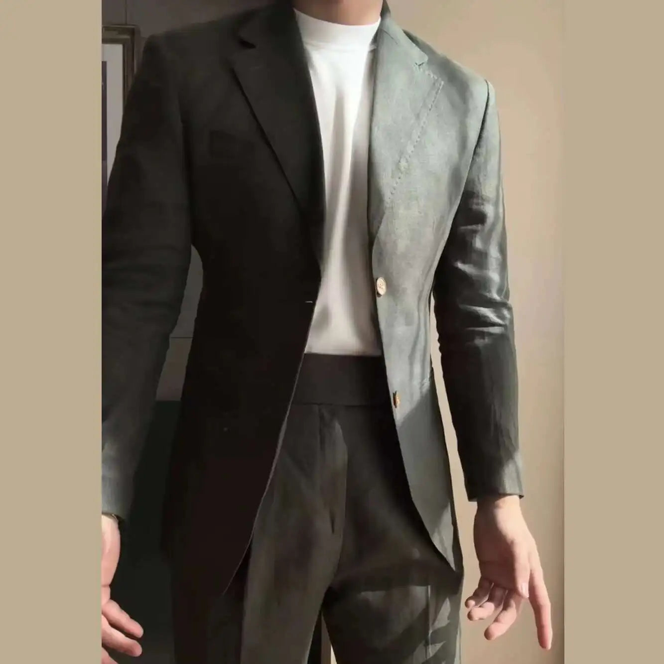 HEARUJOY  -  High Quality Linen Blend Business Dress Suit Wedding Suit Men Versatile Casual Office Party Prom Costume Homme Men Tuxedo Suit