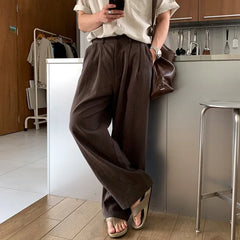 HEARUJOY  -  New Japanese Retro Men Casual Pants Luxury Draped Wide Leg Leisure Solid Color Straight Trousers High Quality Elegant Sweatpants