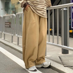 Hearujoy Cotton Baggy Pants Men Wide Leg Oversize Japenese Y2k Ankle-length Long Harem Trousers Casual Sport 2024 New