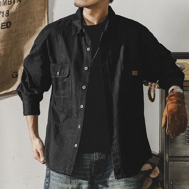 Hearujoy Men's Shirt American Retro Workwear Long-sleeved Loose Hard Hunter Hunting Shirt Men's Spring Fashion Personality Coach Coat New