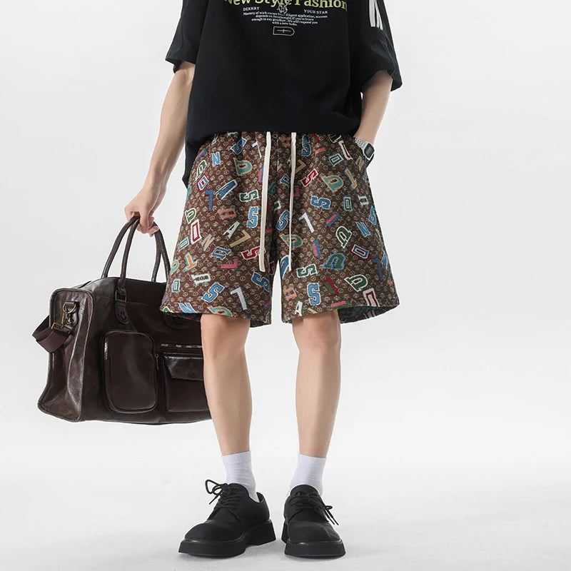 HEARUJOY  -  Summer Men Shorts Harajuku Casual Print Short Pants Beach Shorts patchwork Print Sports shorts Five Points Shorts