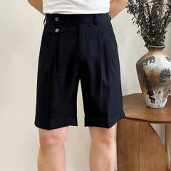 HEARUJOY  -  Mens Business Casual Shorts Spring Summer Breathable Daily Plain Comfortable Versatile Fashion Shorts Men'S Clothing 2025 New