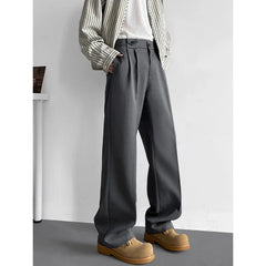 HEARUJOY  -  Grey Suit Pants Men Fashion Society Mens Black Dress Pants Korean Loose Casual Straight Pants Mens Office Formal Trousers 4XL