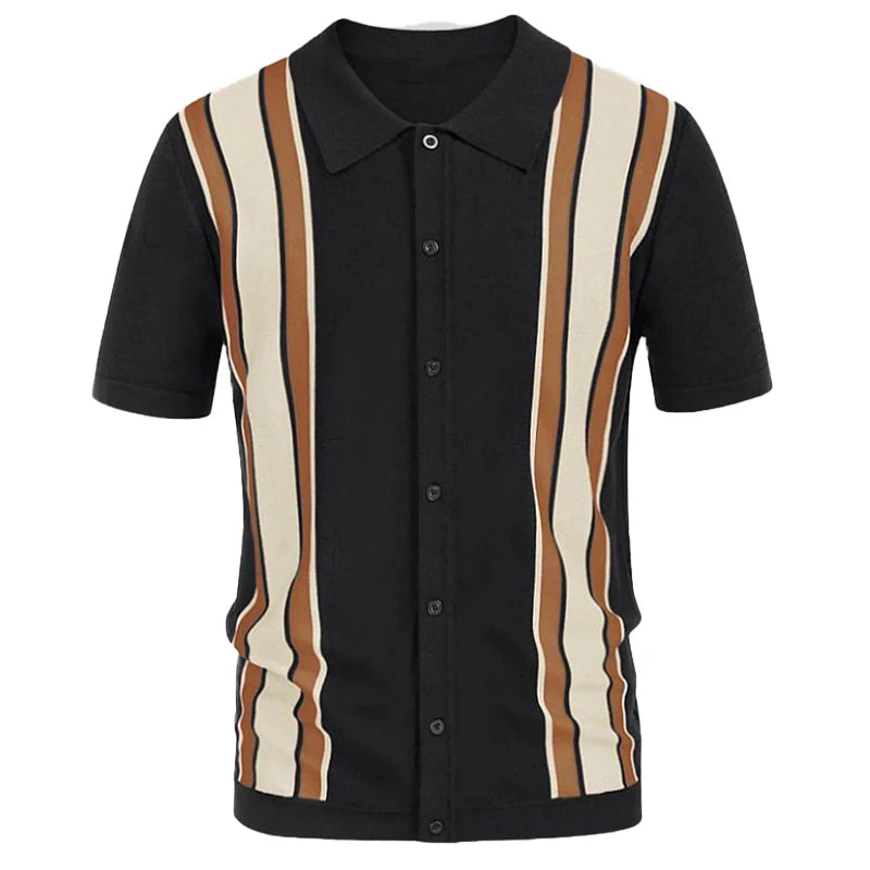 HEARUJOY  -  Men's Luxury Clothing Knit Short Sleeve Polo Shirt Casual Streetwear Lapel Button Down Cardigan Breathable Tops Summer Knitwear