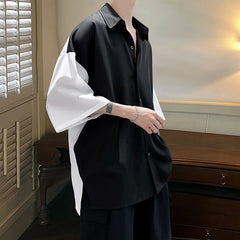 HEARUJOY  -  Summer Short Sleeve Shirt Men Fashion Oversized Ice Silk Shirt Men Streetwear Loose Casual Shirts Mens Hawaiian Shirt M-3XL