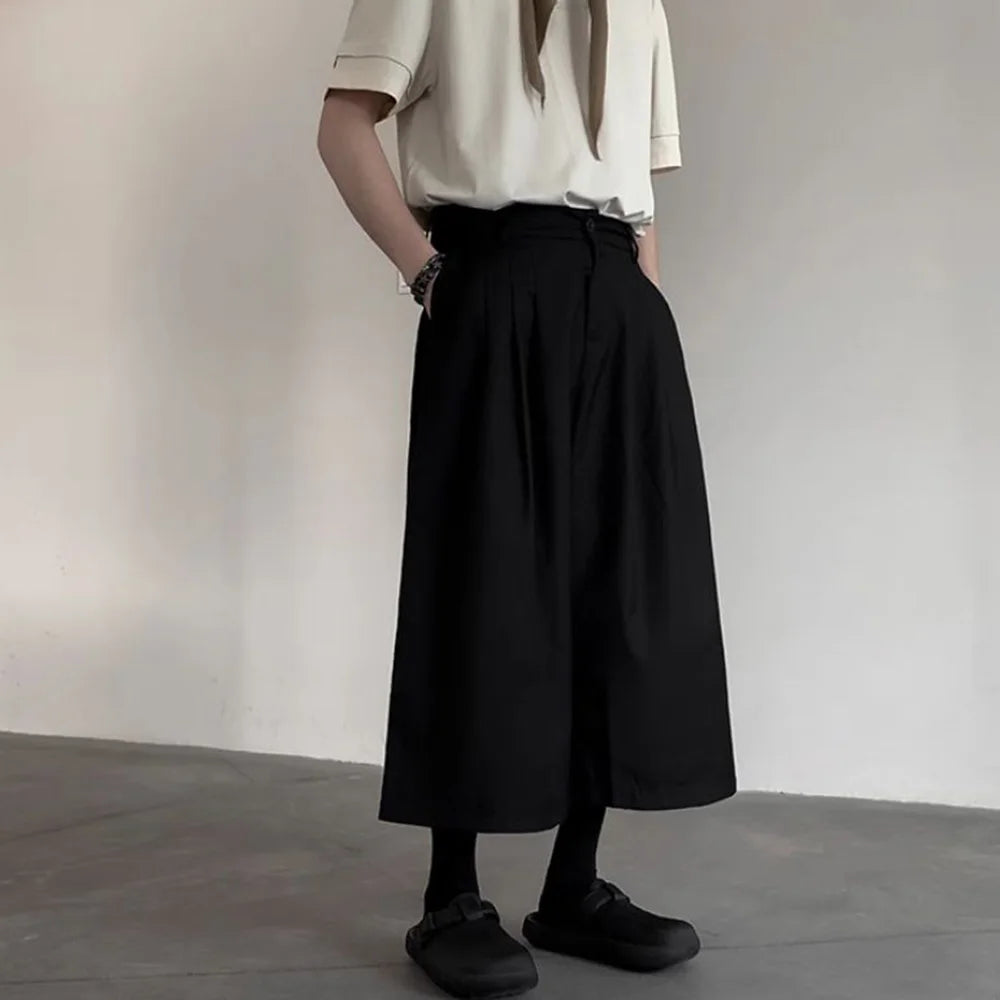 HEARUJOY  -  Gothic Dark Casual Culottes Spring Japanese Harajuku Streetwear Elegant Daily Business Office Fashion Wide Leg Pants Unisex