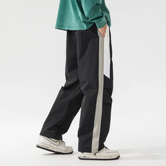 HEARUJOY  -  Spring Summer Men's Trousers New Fashion High Street Color Striped Pockets Drawstring Daily Commute Casual Loose Wide Leg Pants